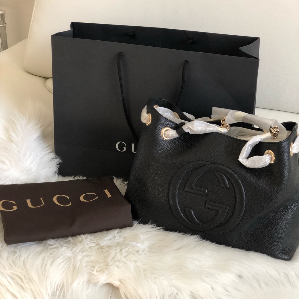 Gucci Soho Black Chain Shoulder Bag Tote (Medium)